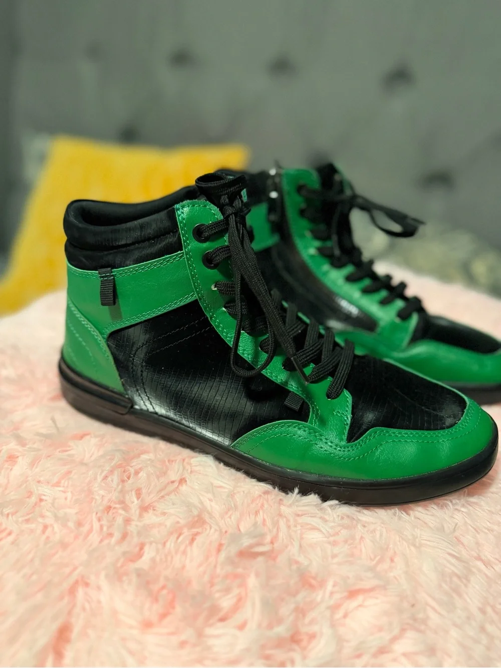 ALDO Green and Black High-Top Sneakers